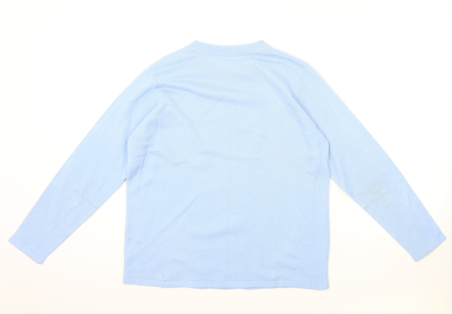 EWM Womens Blue Round Neck Acrylic Pullover Jumper One Size