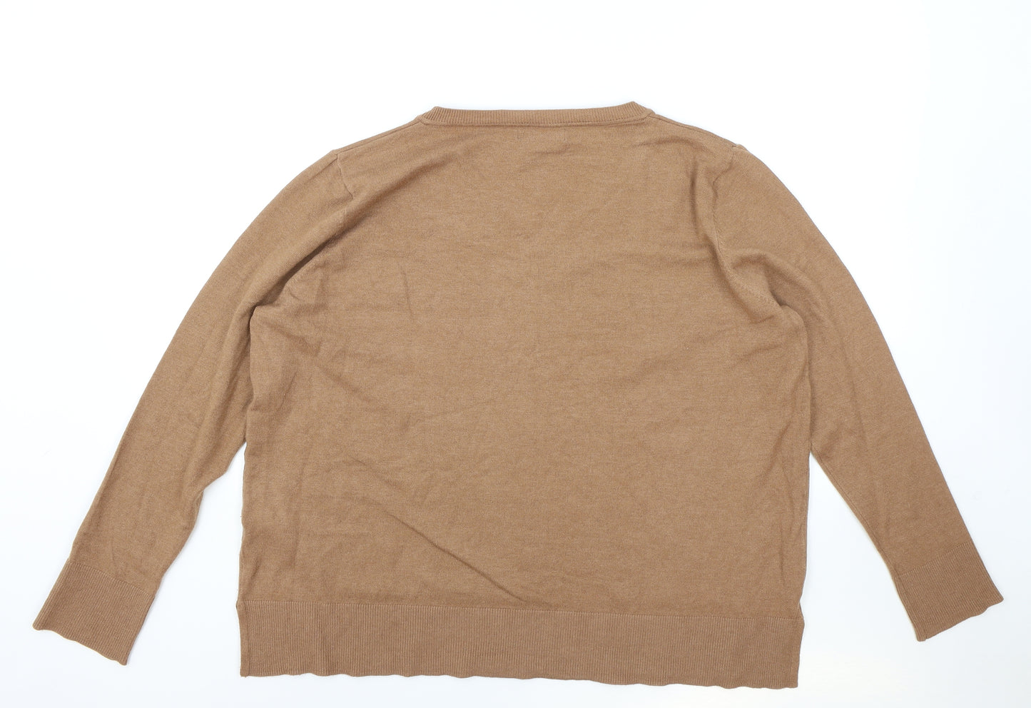 Primark Womens Brown V-Neck Polyester Pullover Jumper Size XL