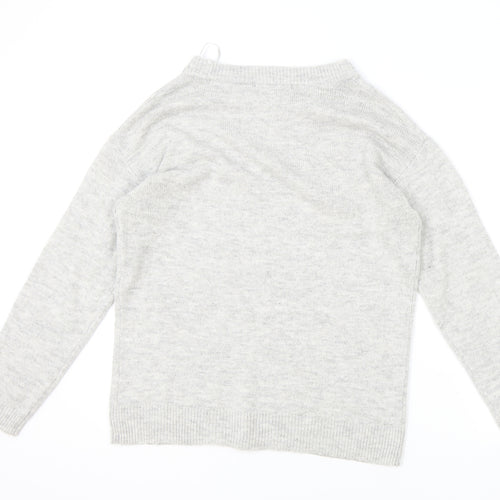 George Womens Grey Boat Neck Acrylic Pullover Jumper Size S