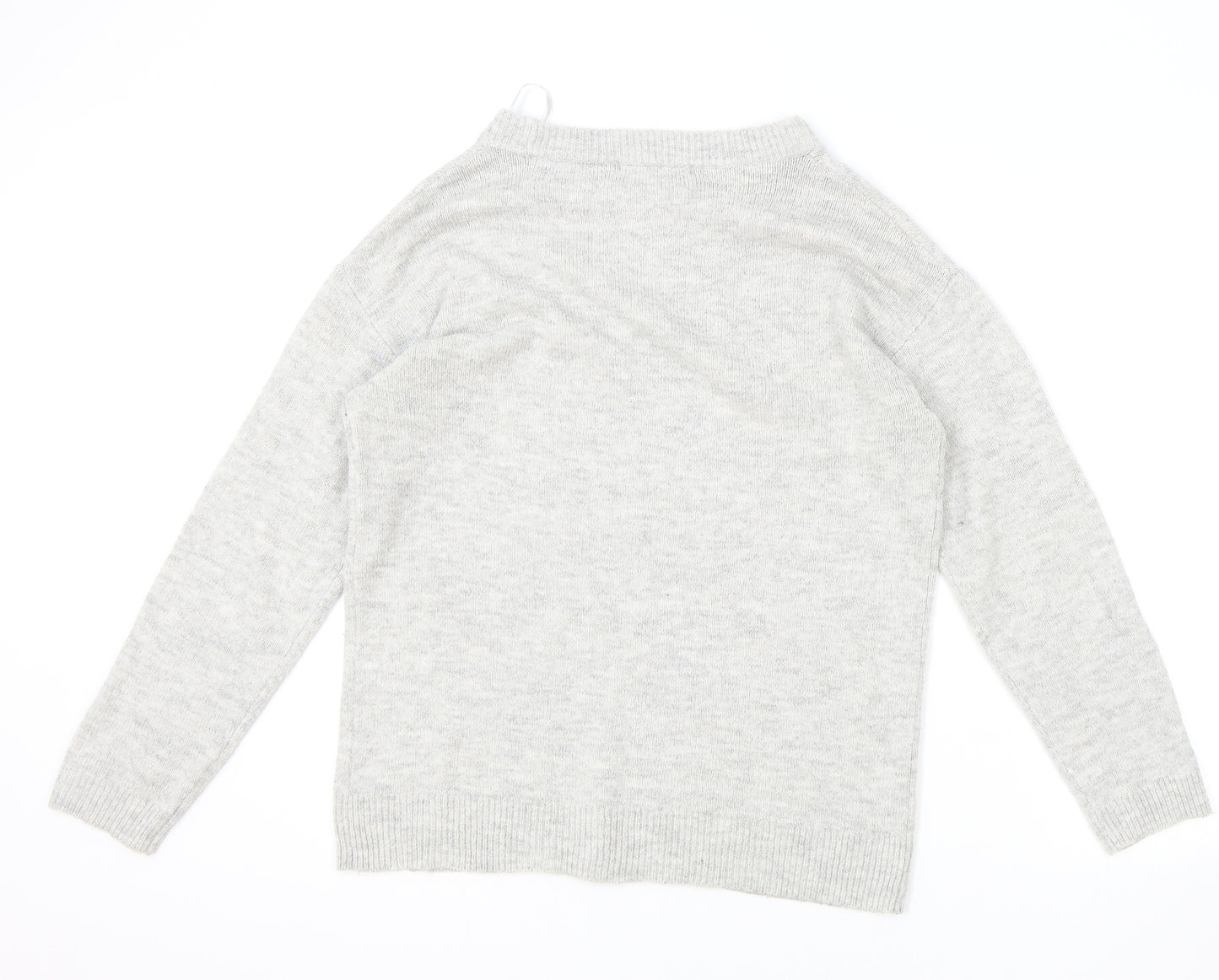 George Womens Grey Boat Neck Acrylic Pullover Jumper Size S