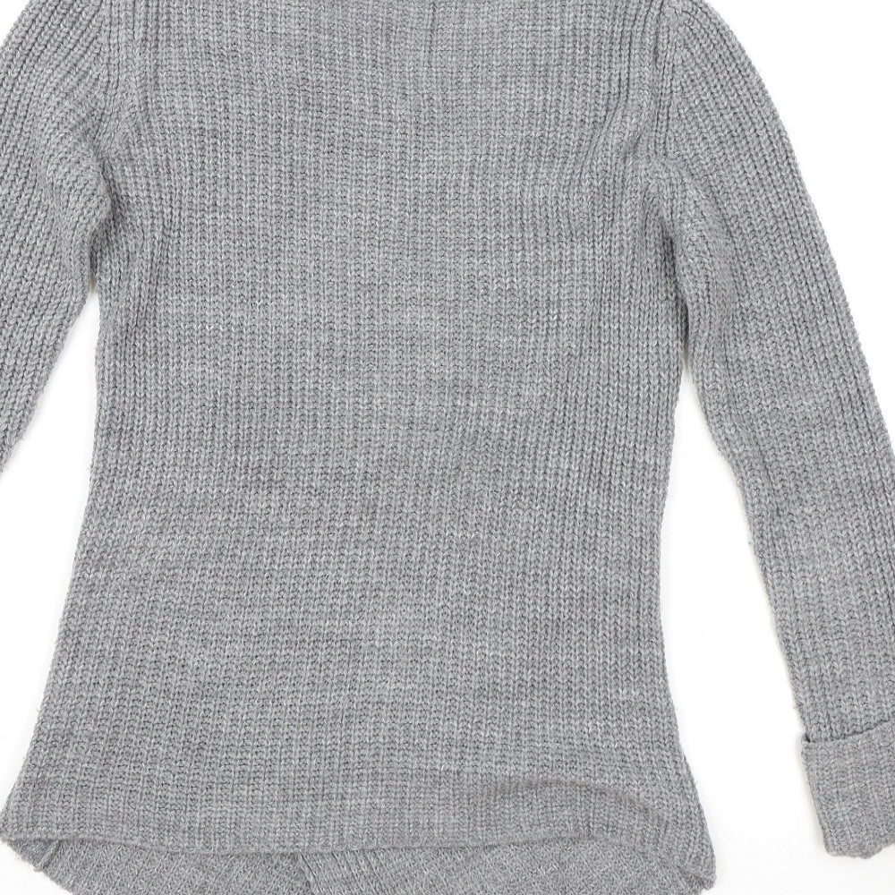 TU Womens Grey V-Neck Acrylic Pullover Jumper Size 12