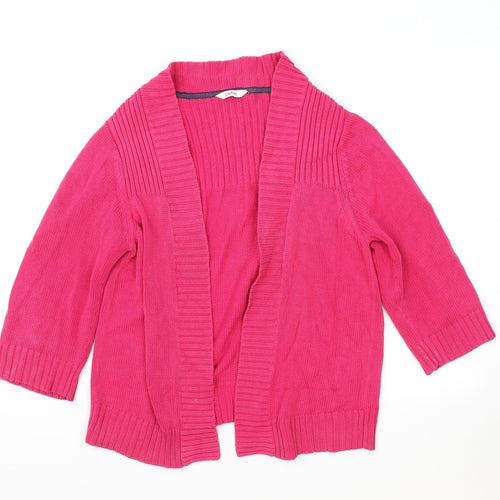 petite Womens Pink Round Neck 100% Cotton Cardigan Jumper Size 16