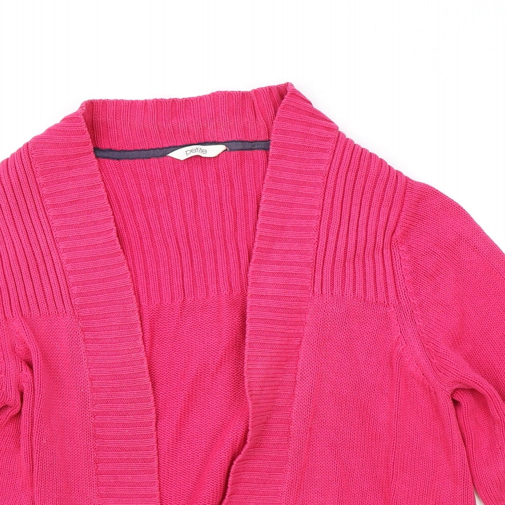 petite Womens Pink Round Neck 100% Cotton Cardigan Jumper Size 16