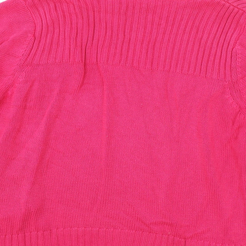 petite Womens Pink Round Neck 100% Cotton Cardigan Jumper Size 16