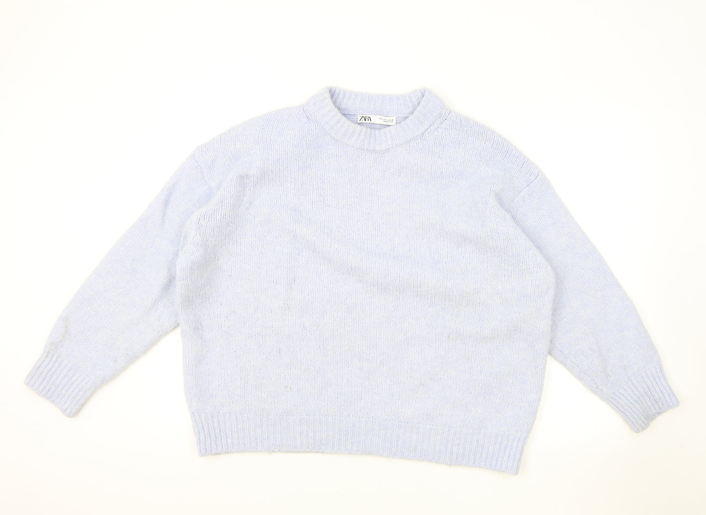 Zara Womens Blue Round Neck Polyester Pullover Jumper Size 16