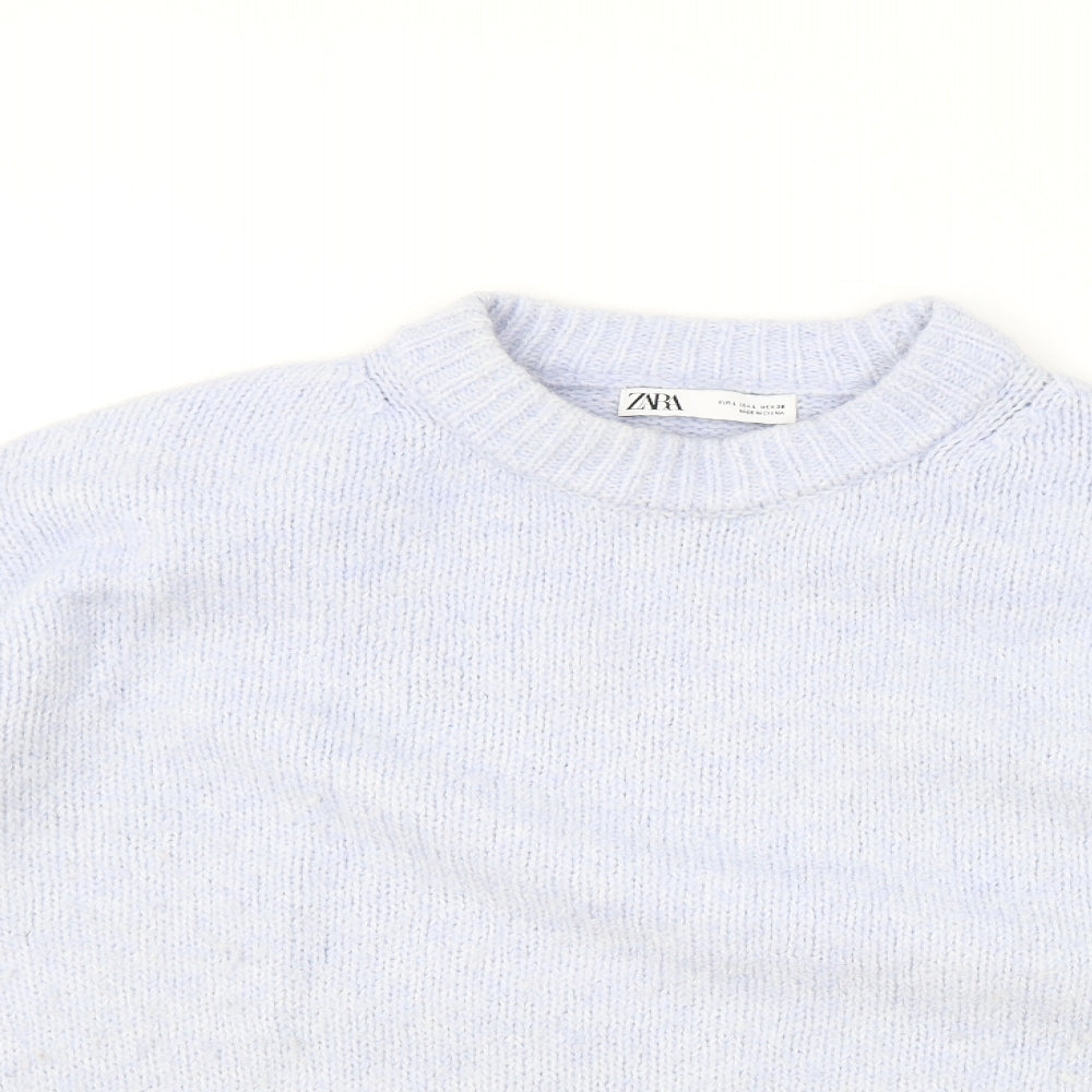 Zara Womens Blue Round Neck Polyester Pullover Jumper Size 16