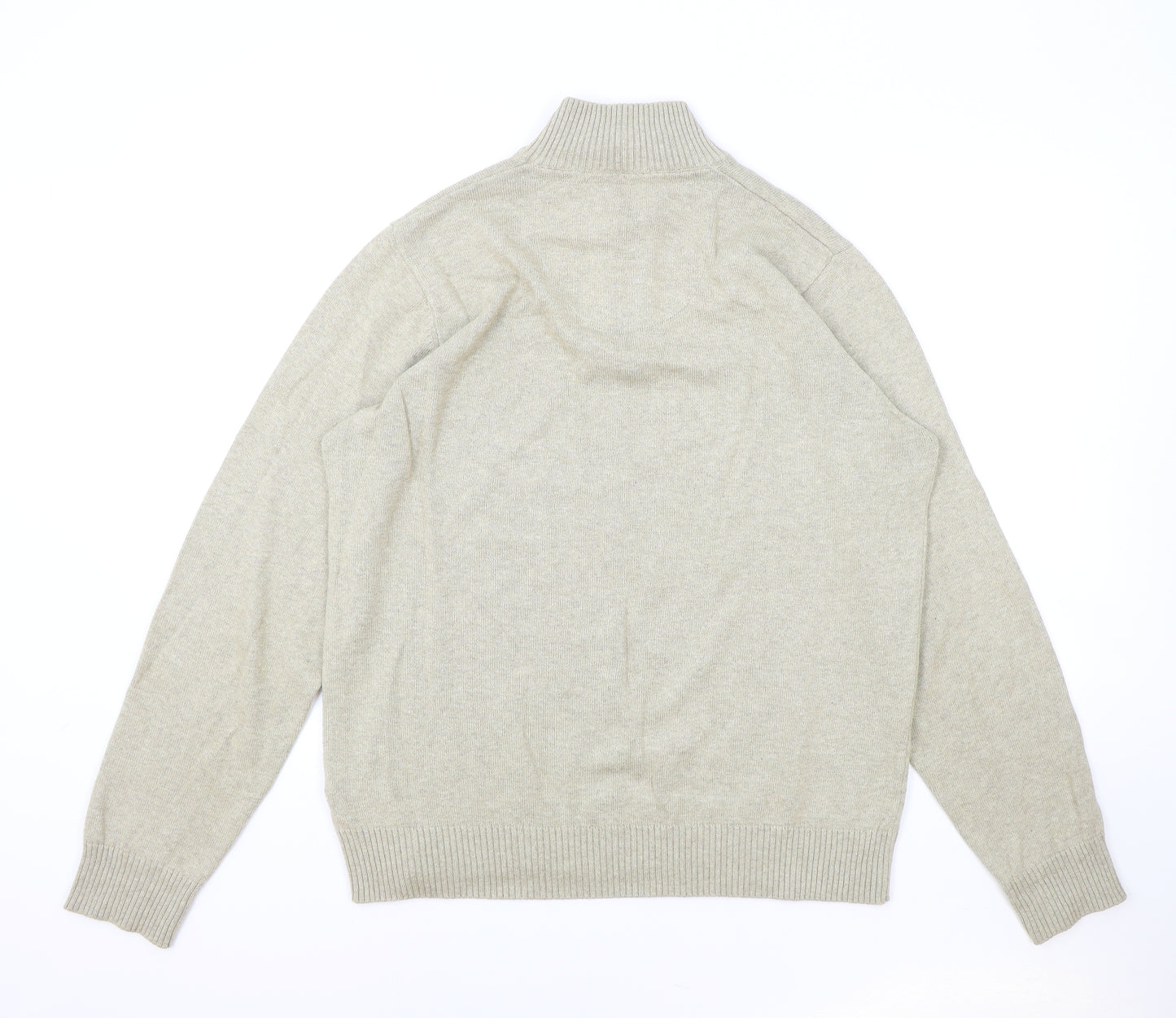 Blue Harbour Mens Beige High Neck Cotton Henley Jumper Size L