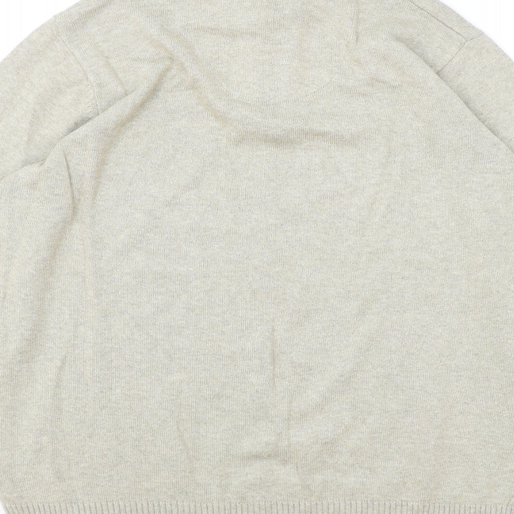 Blue Harbour Mens Beige High Neck Cotton Henley Jumper Size L