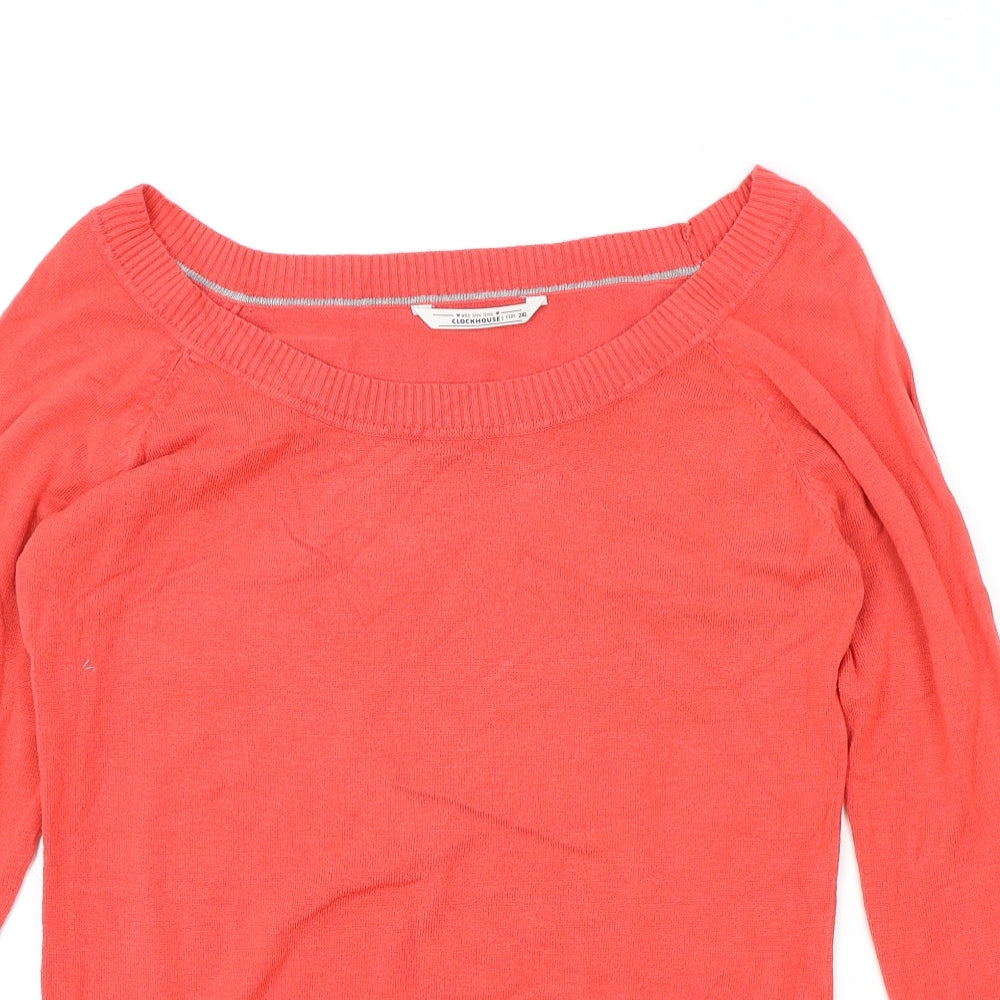 Clockhouse Womens Orange Boat Neck Polyester Pullover Jumper Size 2XL