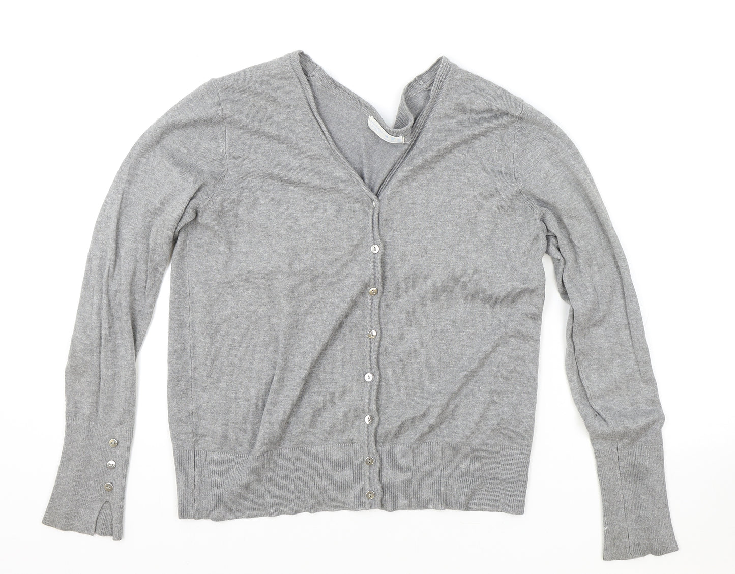 Primark Womens Grey V-Neck Polyester Cardigan Jumper Size M