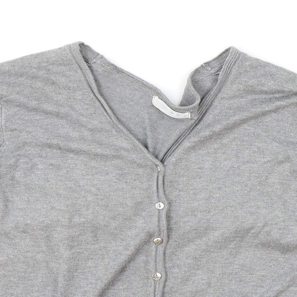 Primark Womens Grey V-Neck Polyester Cardigan Jumper Size M