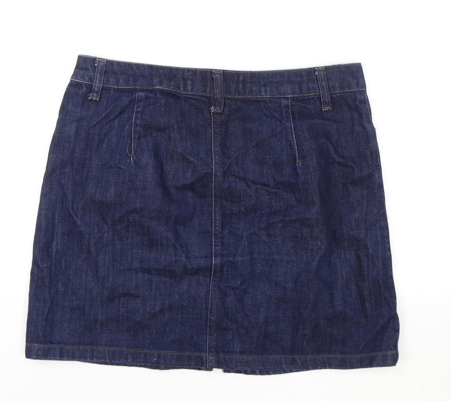 New Look Womens Blue Cotton Mini Skirt Size 10 Zip