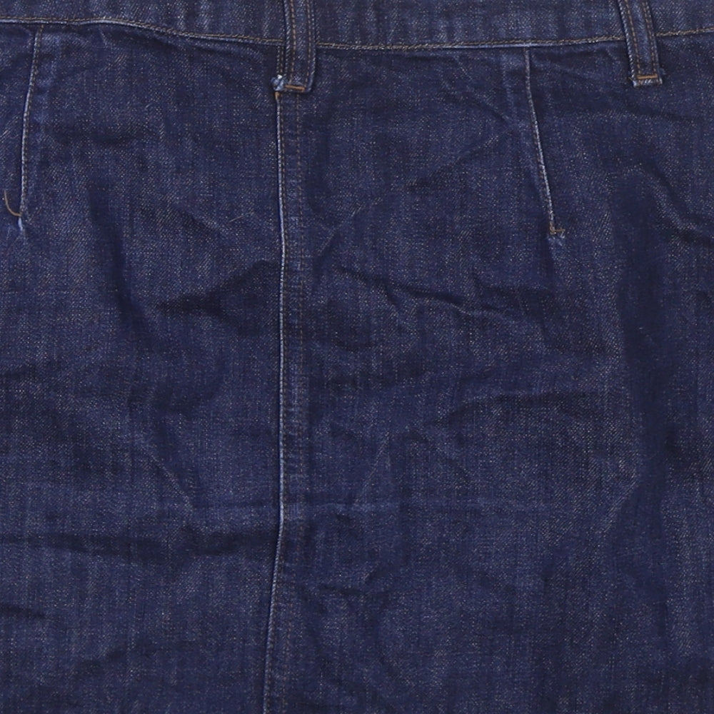 New Look Womens Blue Cotton Mini Skirt Size 10 Zip