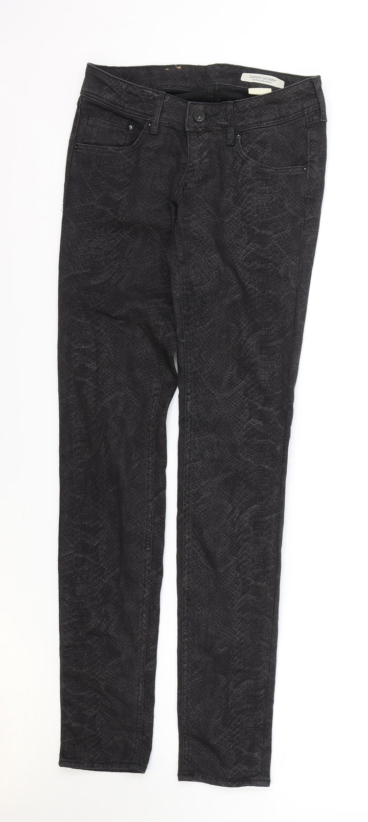 H&M Womens Black Animal Print Cotton Skinny Jeans Size 24 in L32 in Regular Zip - Snake Print