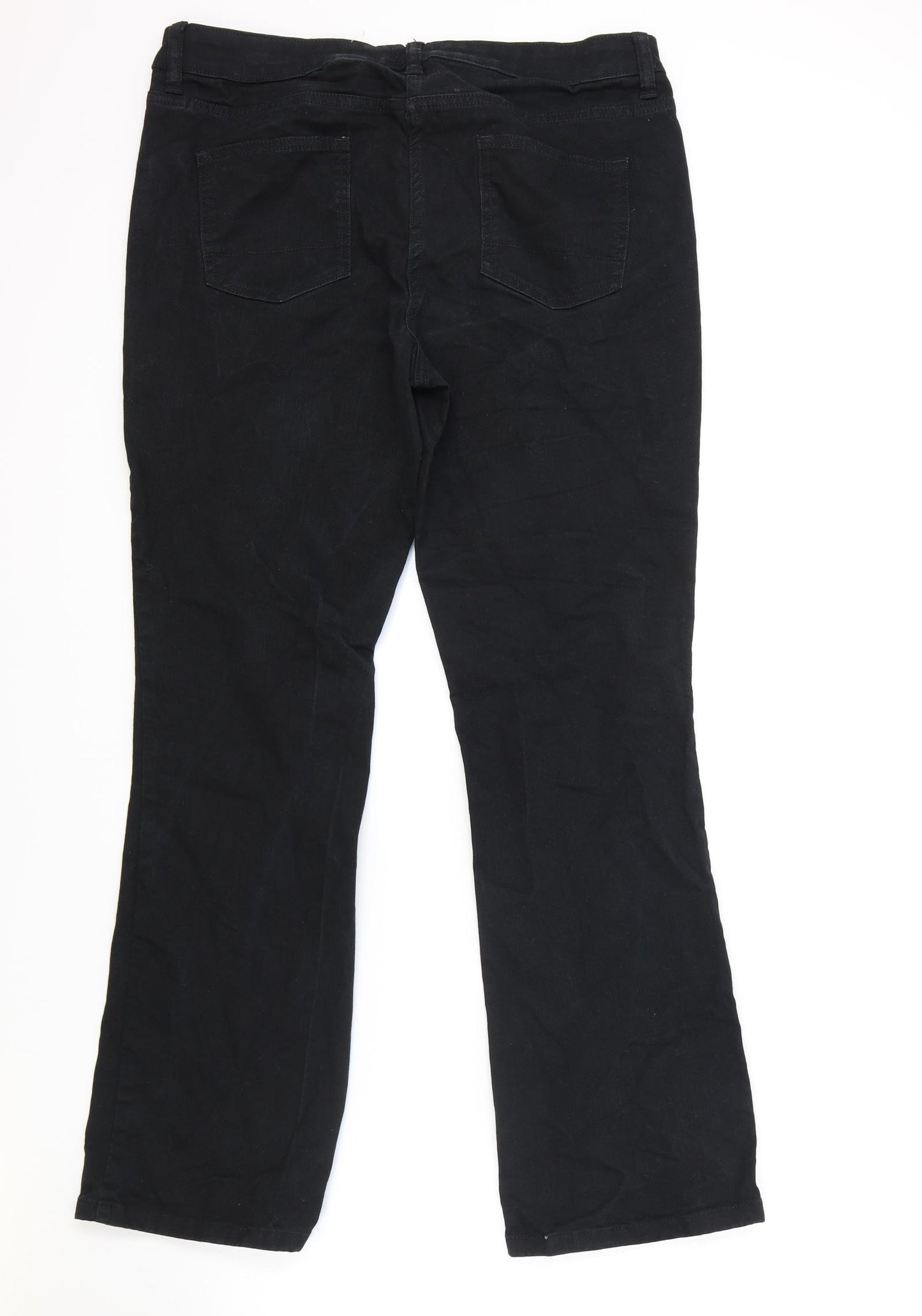 NEXT Womens Black Cotton Bootcut Jeans Size 14 L30 in Regular Zip