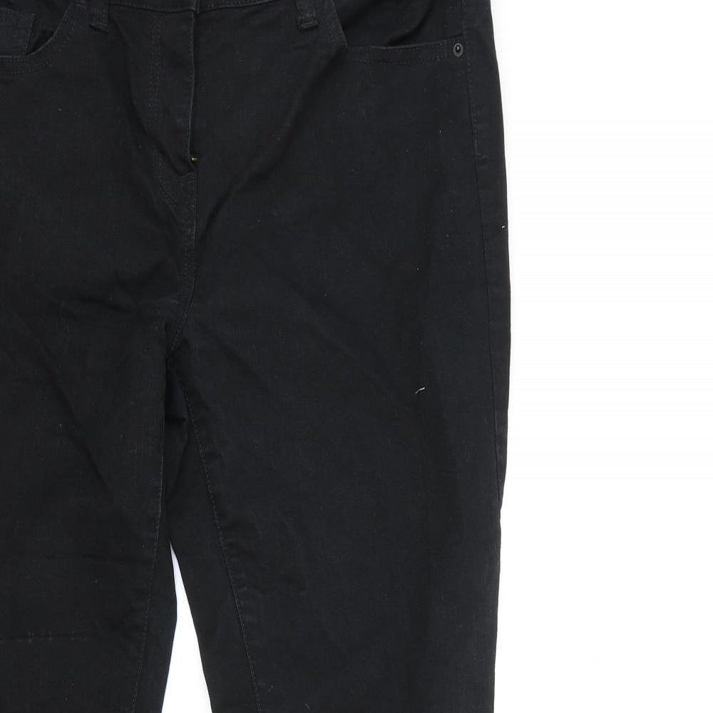 NEXT Womens Black Cotton Bootcut Jeans Size 14 L30 in Regular Zip