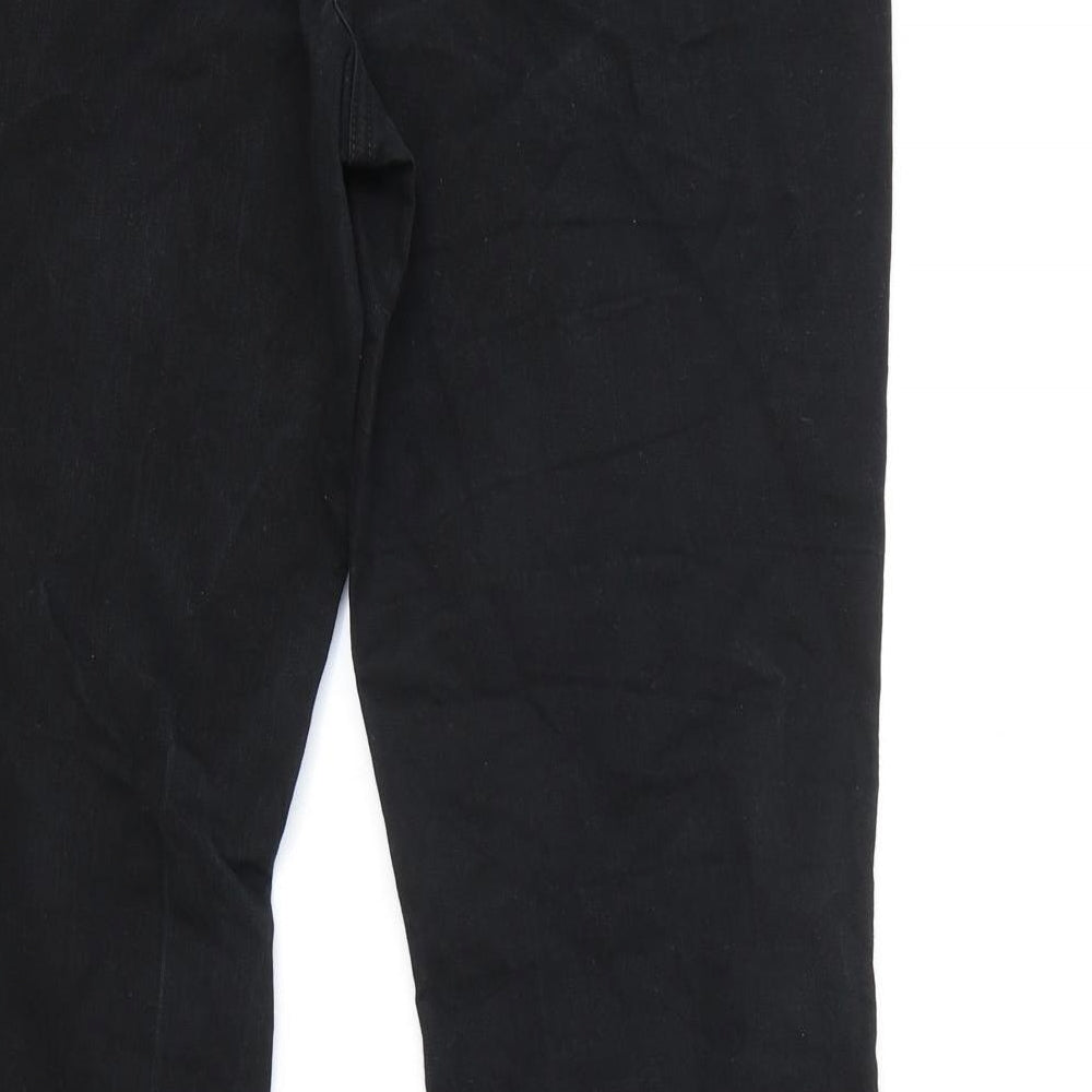 NEXT Womens Black Cotton Bootcut Jeans Size 14 L30 in Regular Zip