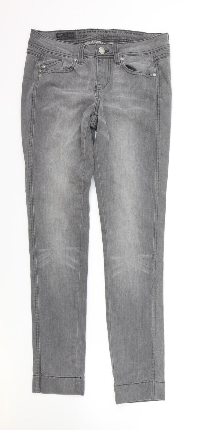 Littlewoods Womens Grey Cotton Skinny Jeans Size 10 L29 in Regular Zip