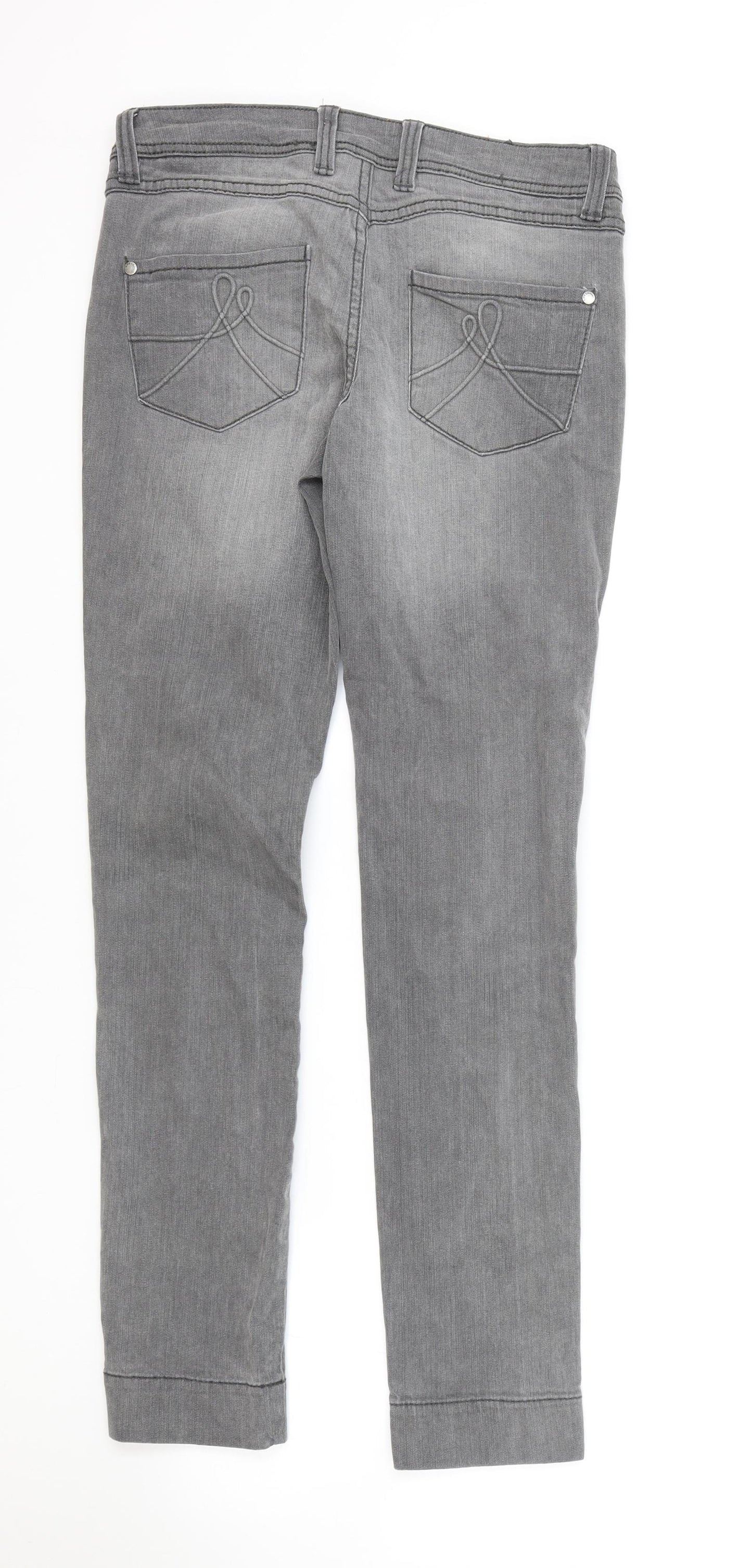 Littlewoods Womens Grey Cotton Skinny Jeans Size 10 L29 in Regular Zip