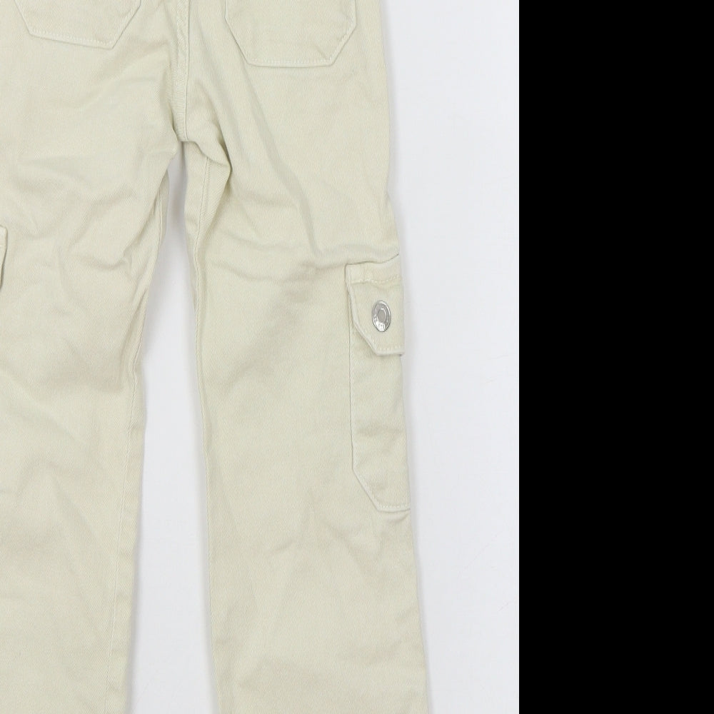 Zara Girls Beige Cotton Straight Jeans Size 7 Years L20 in Regular Zip - Cargo Pants