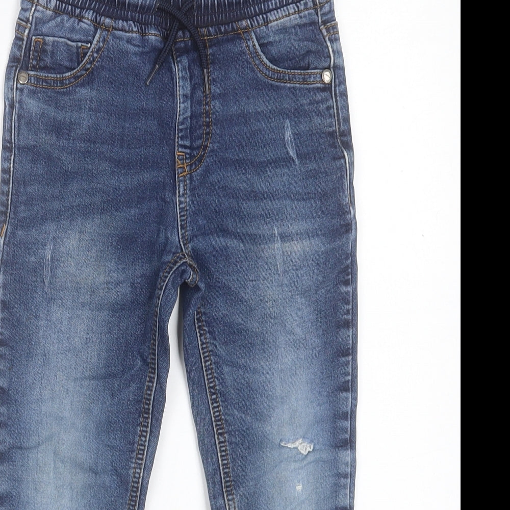 NEXT Boys Blue Cotton Straight Jeans Size 4 Years Regular Drawstring