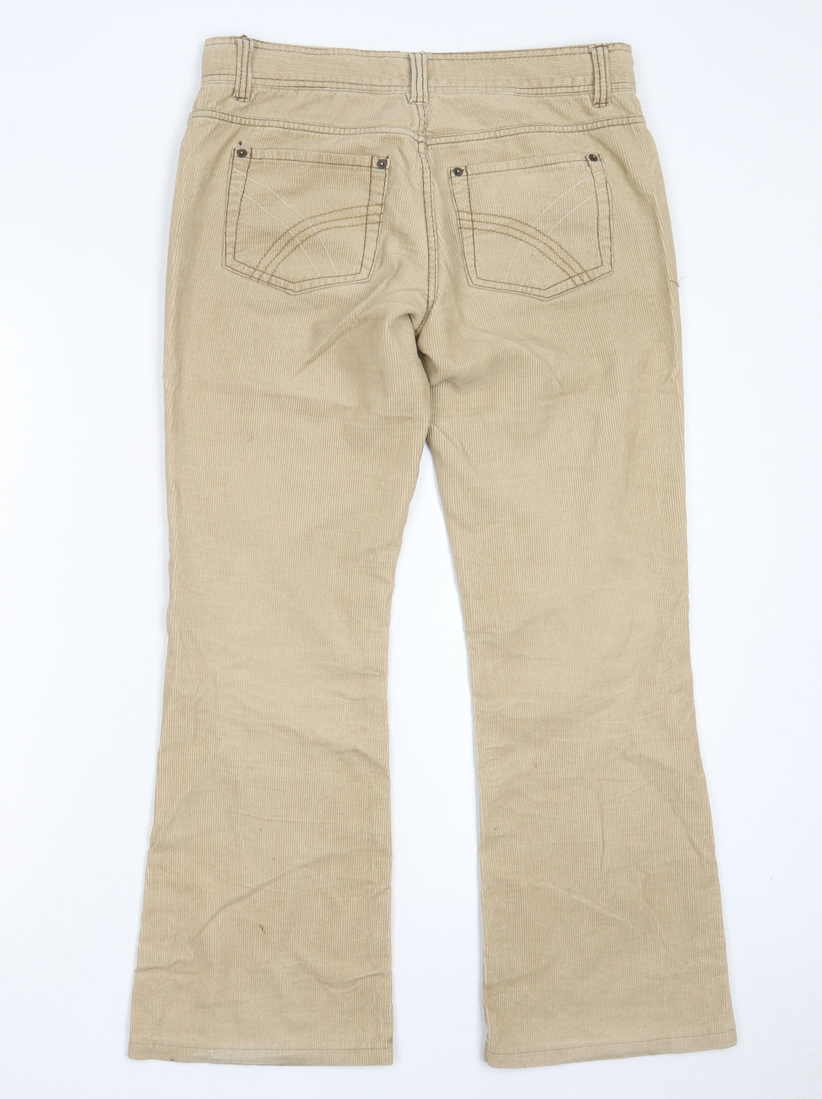 Denim & Co. Womens Beige Cotton Trousers Size 10 L28 in Regular Button