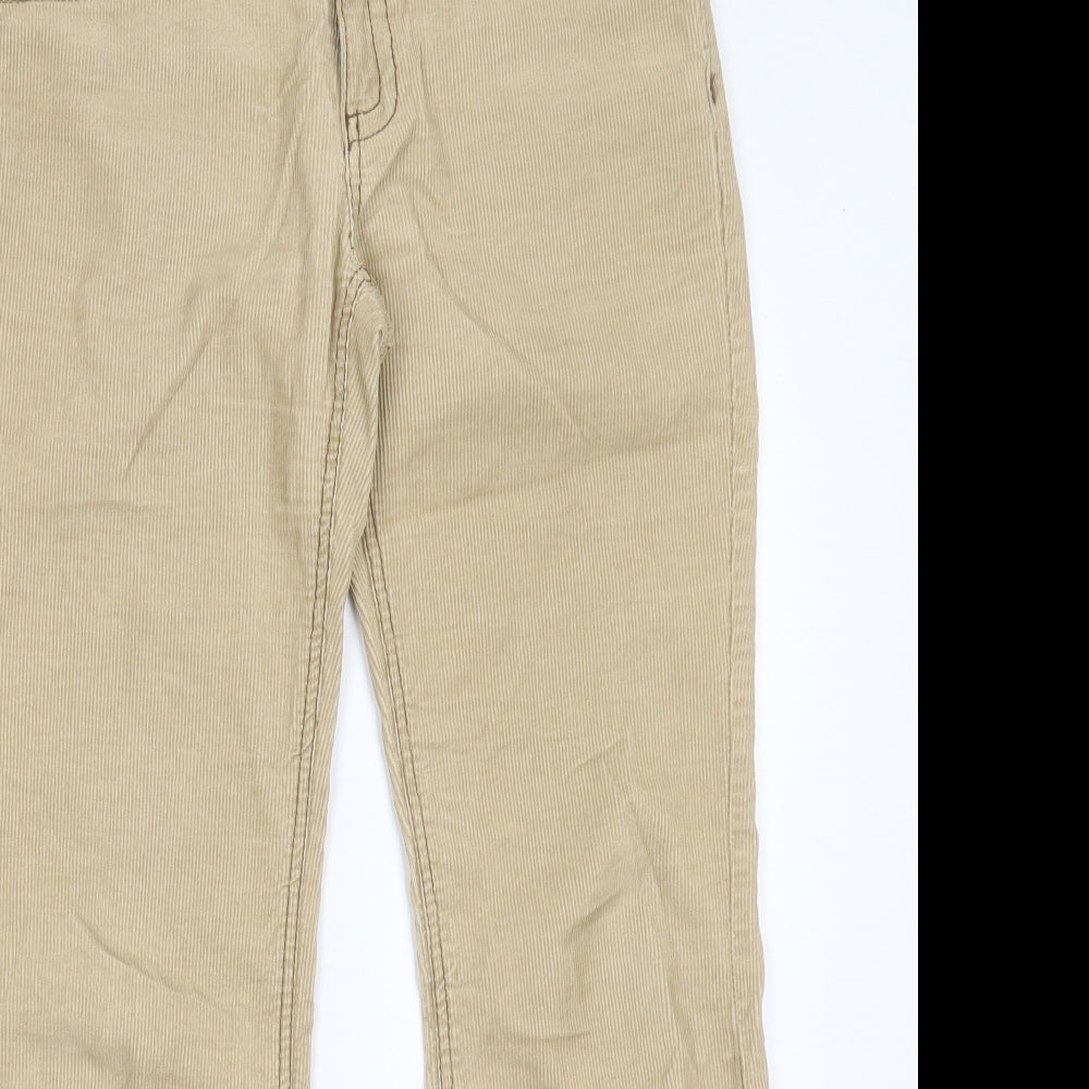 Denim & Co. Womens Beige Cotton Trousers Size 10 L28 in Regular Button