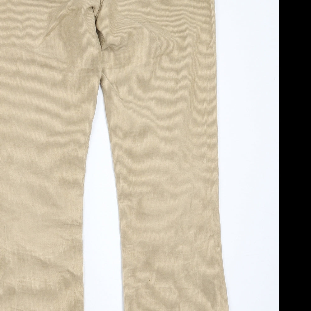 Denim & Co. Womens Beige Cotton Trousers Size 10 L28 in Regular Button
