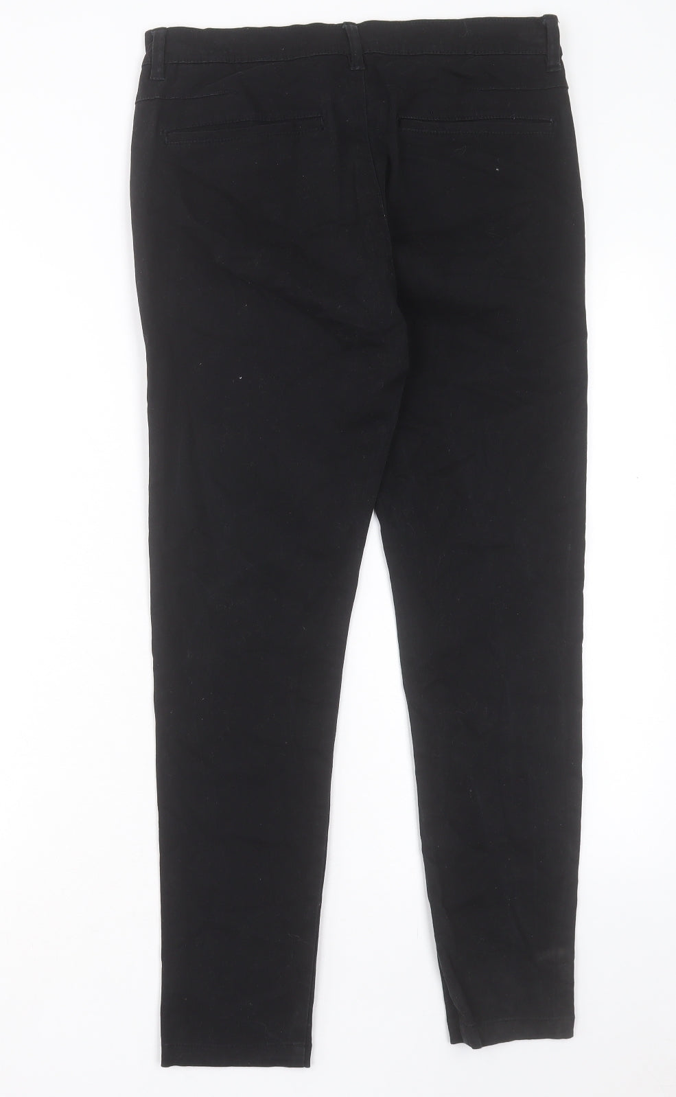 Topshop Mens Black Cotton Trousers Size 32 L28 in Regular Button - Short Leg