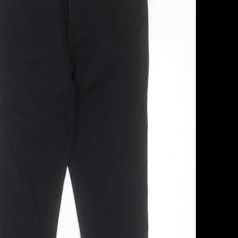 Topshop Mens Black Cotton Trousers Size 32 L28 in Regular Button - Short Leg