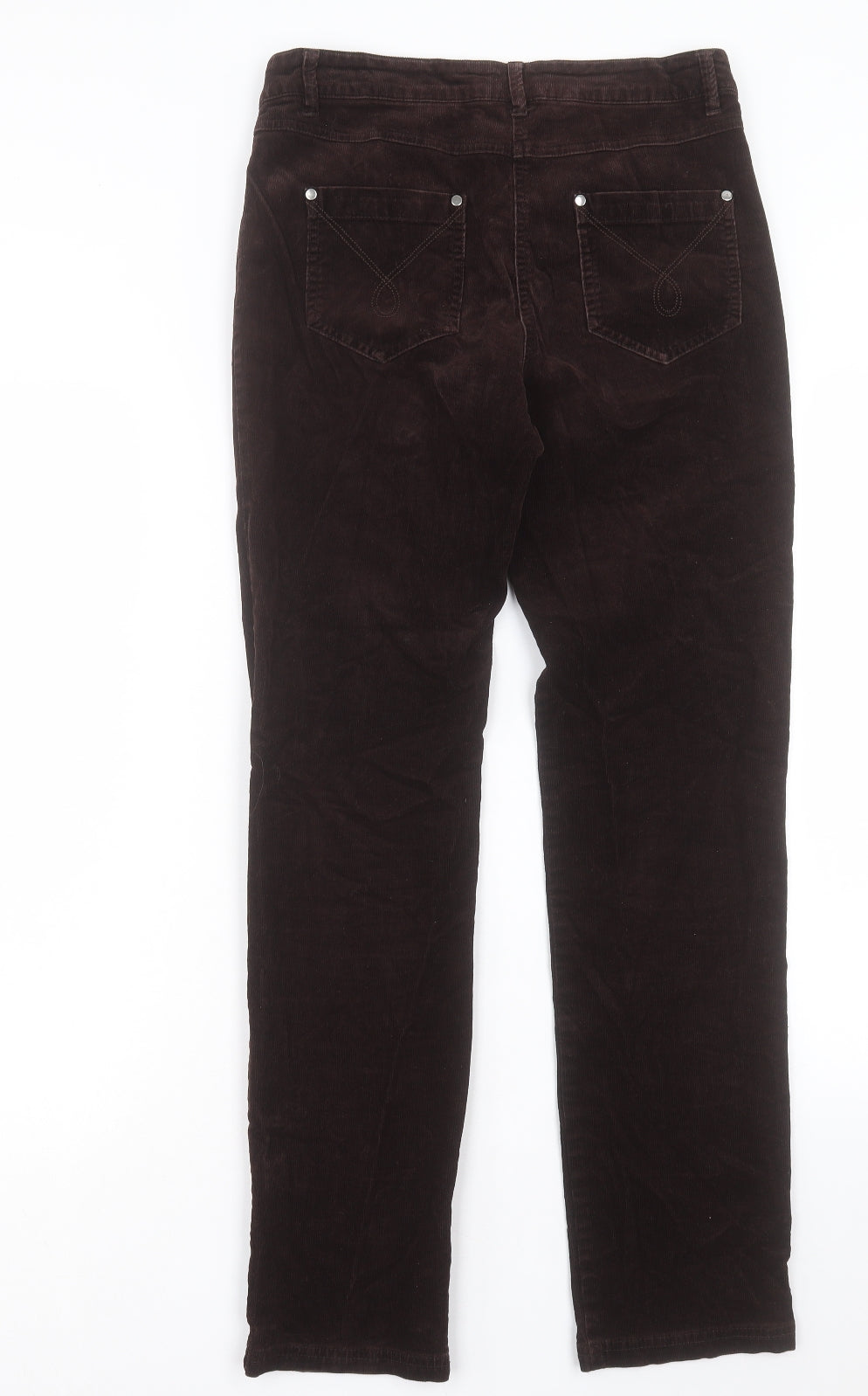 John Lewis Womens Brown Cotton Trousers Size 10 L30 in Regular Button