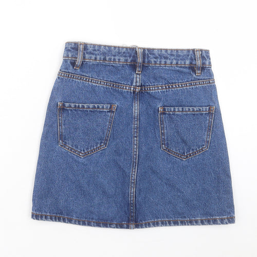 Pimkie Womens Blue Cotton A-Line Skirt Size 24 in Zip
