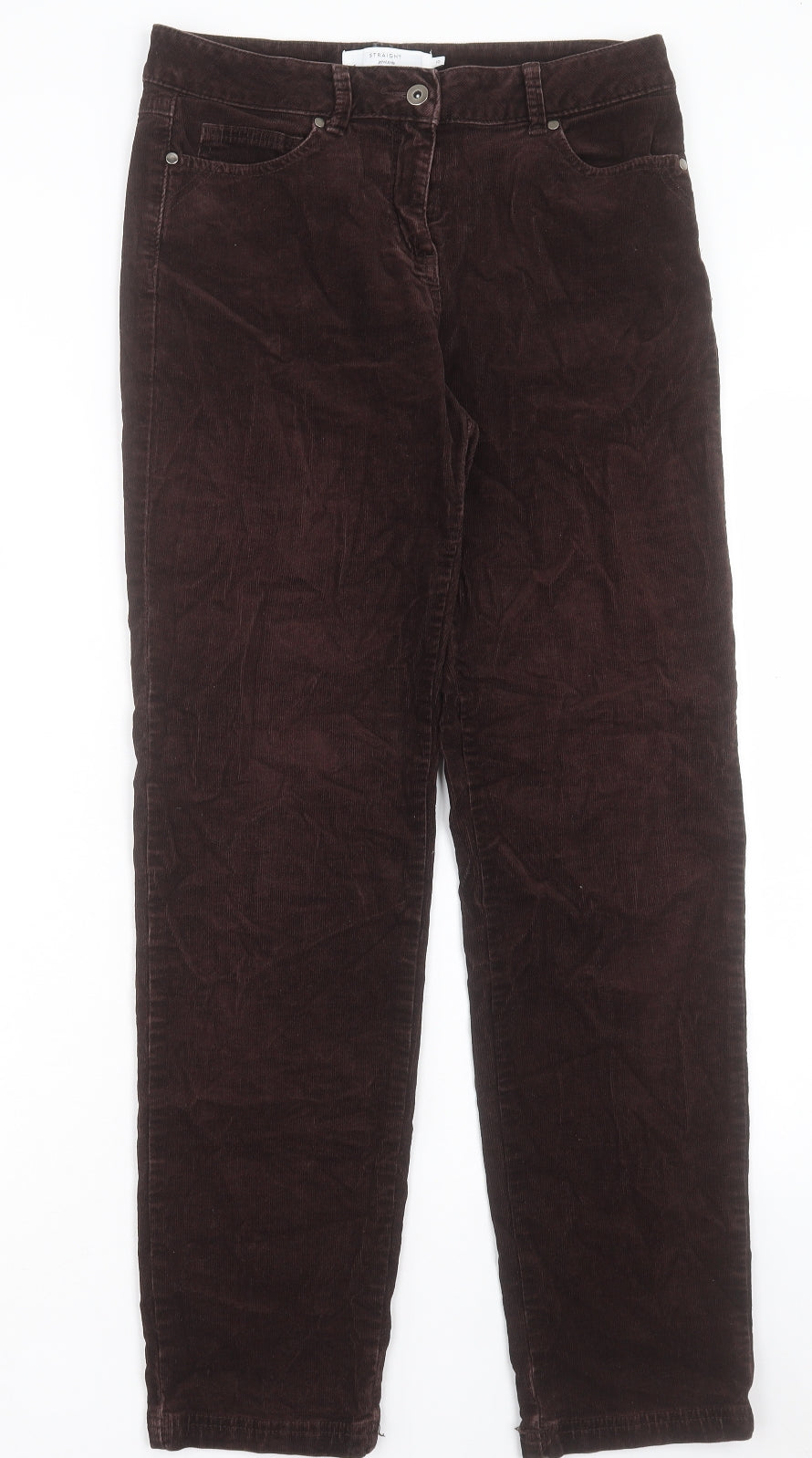 John Lewis Womens Brown Cotton Trousers Size 10 L30 in Regular Button