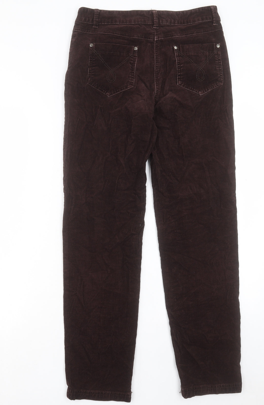 John Lewis Womens Brown Cotton Trousers Size 10 L30 in Regular Button
