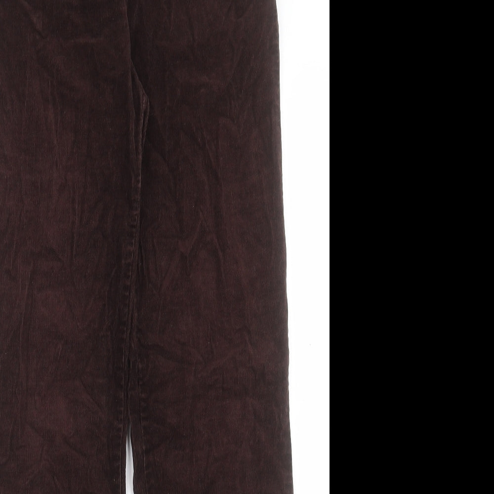 John Lewis Womens Brown Cotton Trousers Size 10 L30 in Regular Button