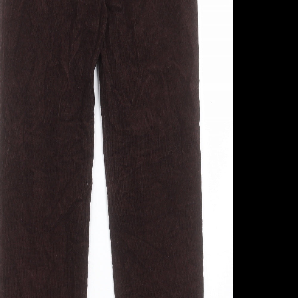 John Lewis Womens Brown Cotton Trousers Size 10 L30 in Regular Button