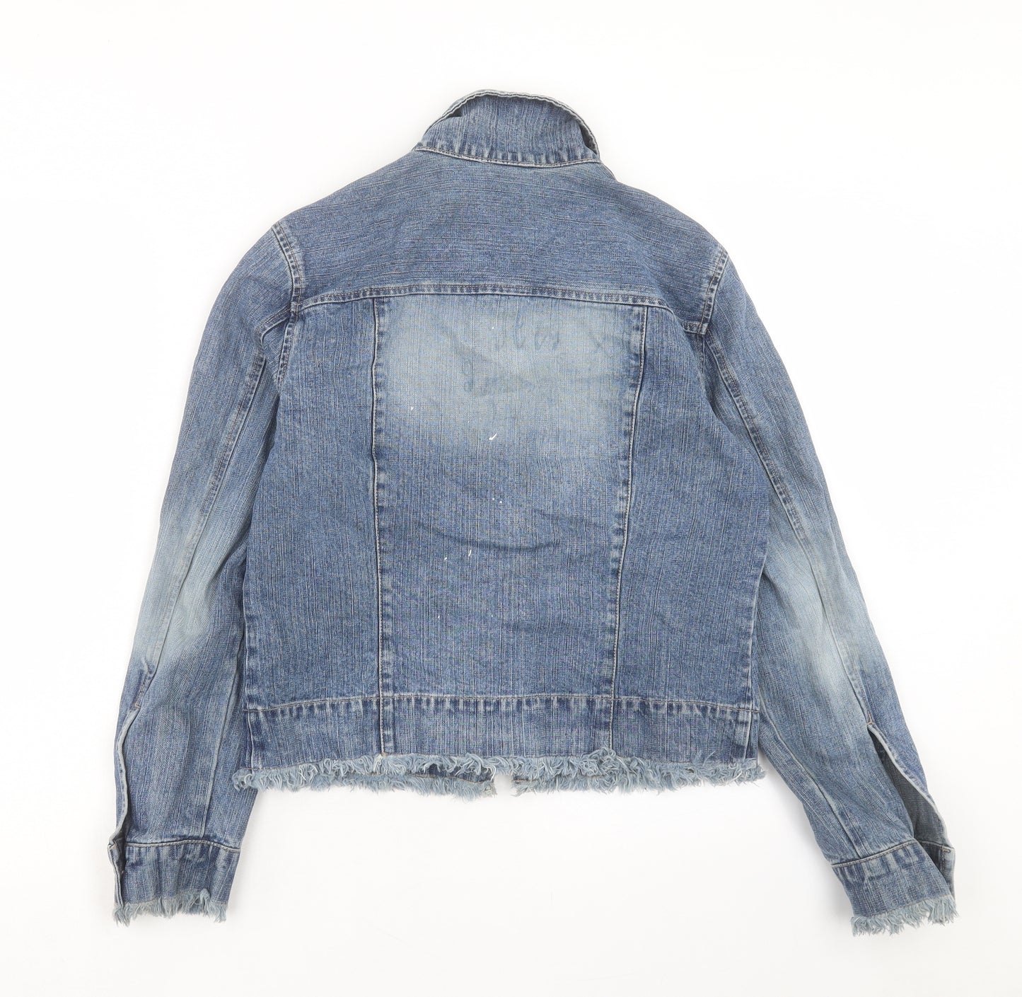 Faded Glory Womens Blue Jacket Size M Zip - Freyed Hem