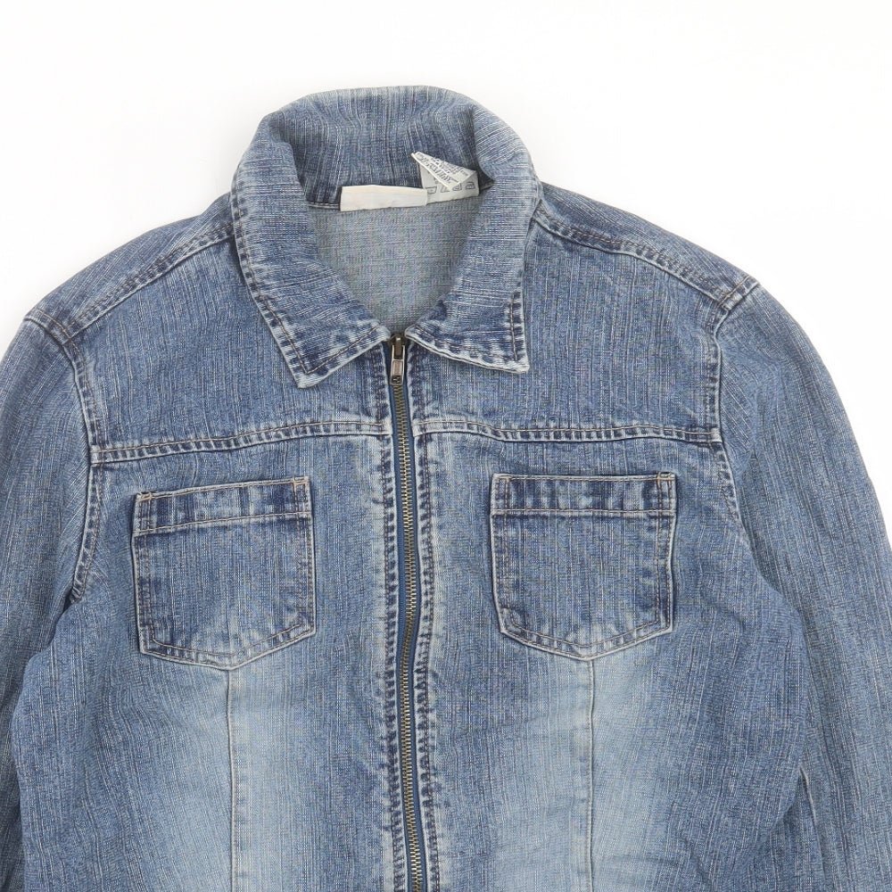 Faded Glory Womens Blue Jacket Size M Zip - Freyed Hem