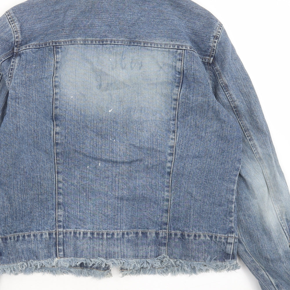 Faded Glory Womens Blue Jacket Size M Zip - Freyed Hem