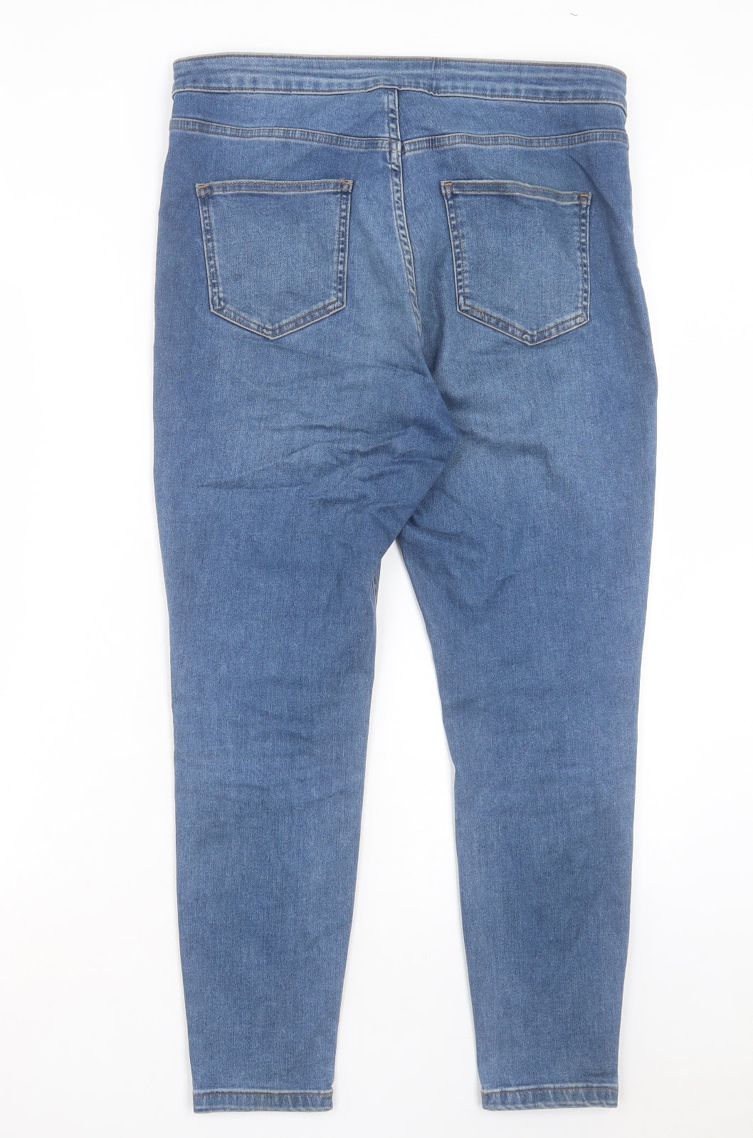 Marks and Spencer Womens Blue Cotton Skinny Jeans Size 14 L26 in Regular Button