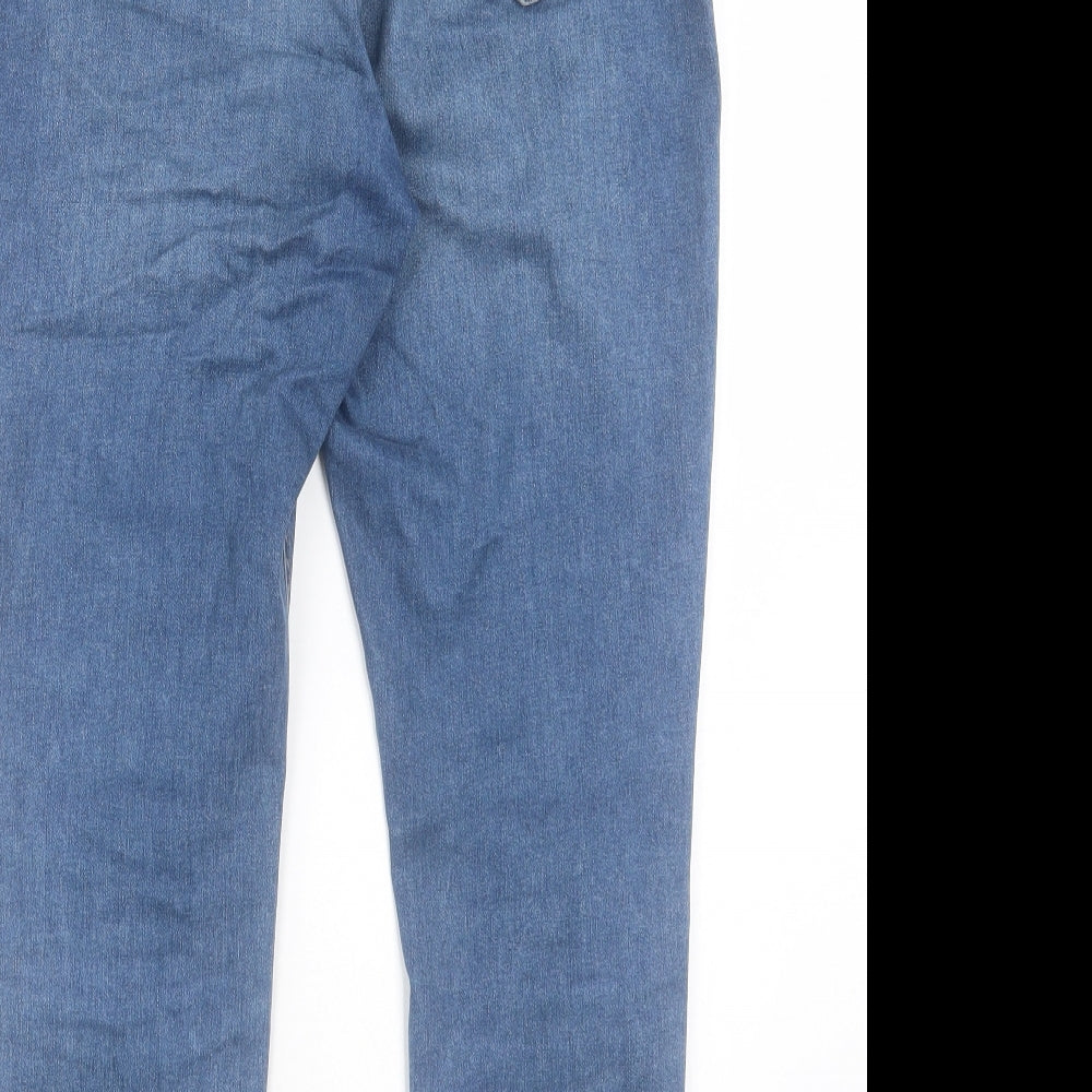 Marks and Spencer Womens Blue Cotton Skinny Jeans Size 14 L26 in Regular Button