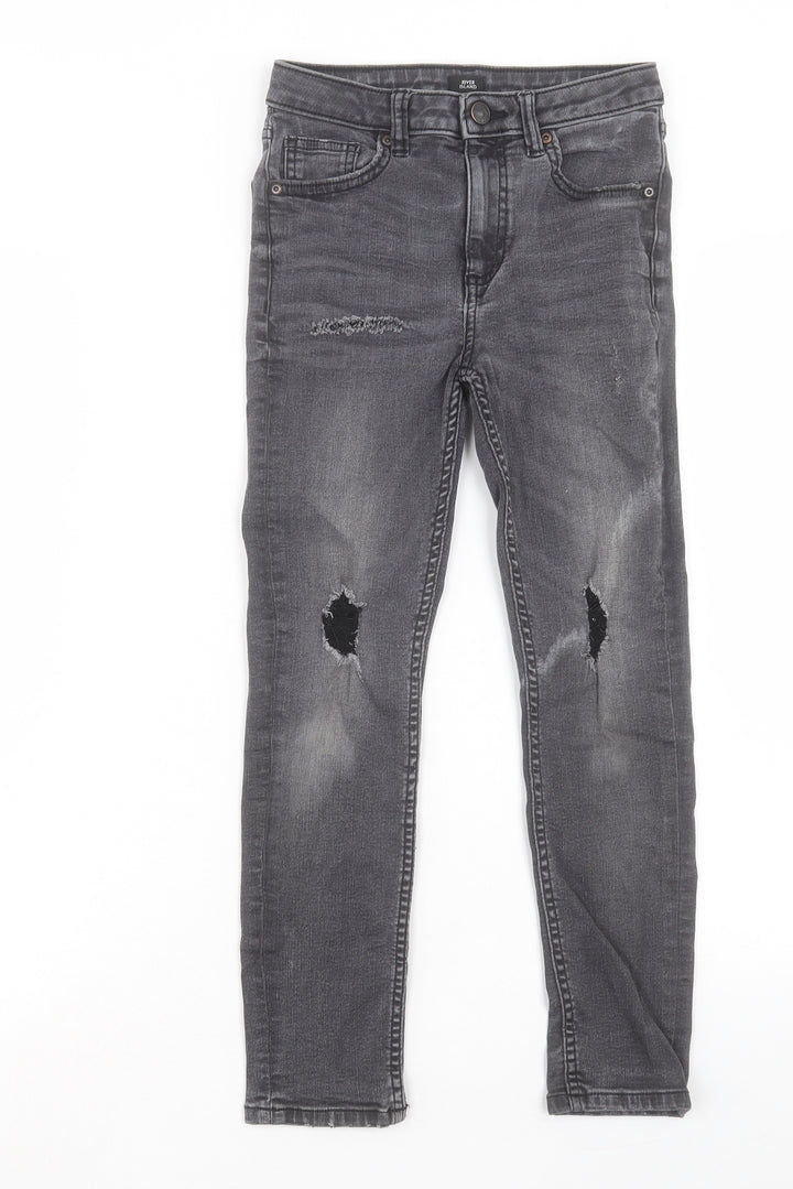 River Island Boys Black Cotton Skinny Jeans Size 9 Months Regular Button