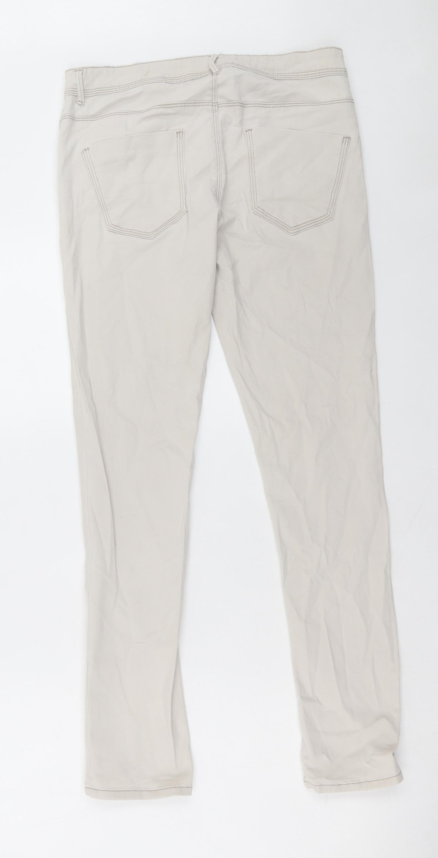 NEXT Womens Beige Cotton Skinny Jeans Size 10 L29 in Regular Button