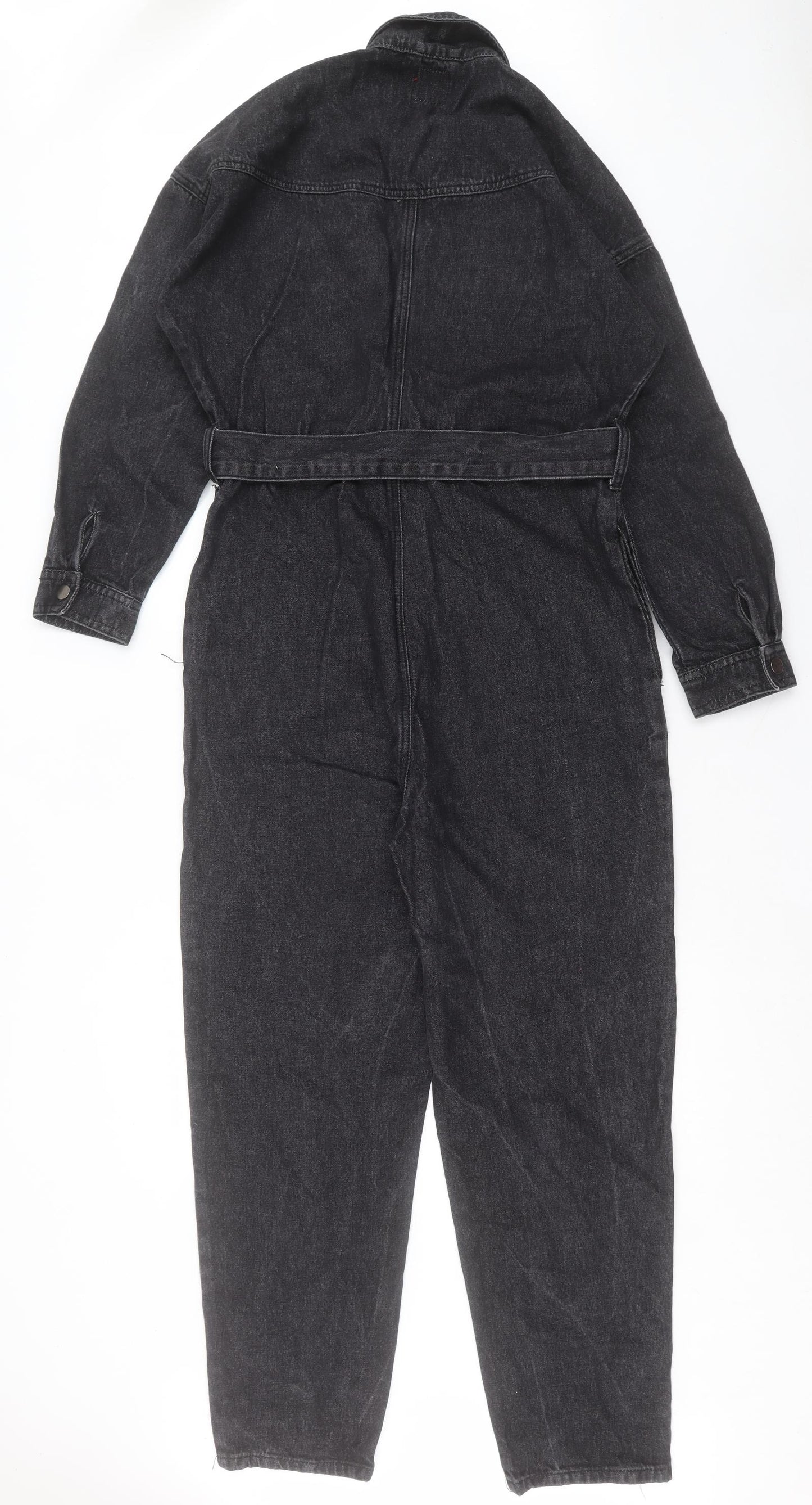 Denim Stories Womens Black Cotton Jumpsuit One-Piece Size L Zip