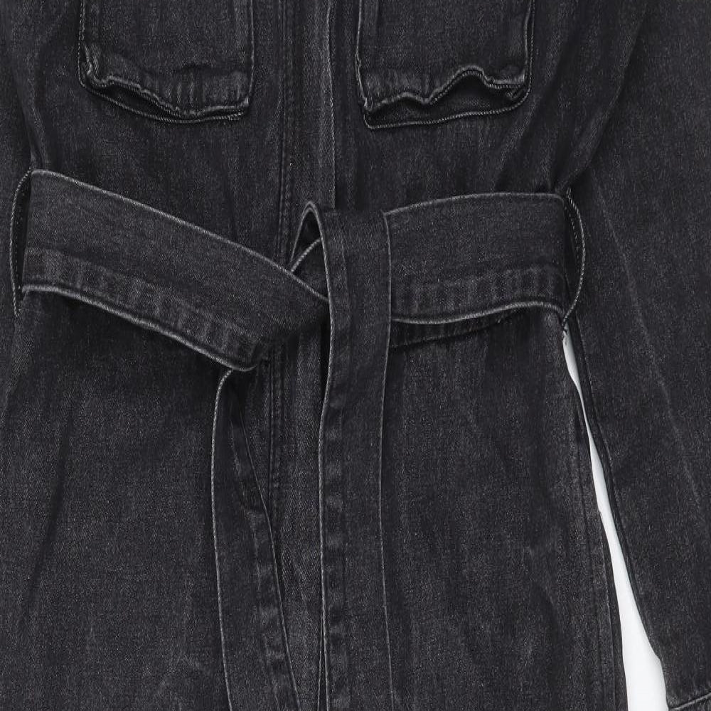 Denim Stories Womens Black Cotton Jumpsuit One-Piece Size L Zip