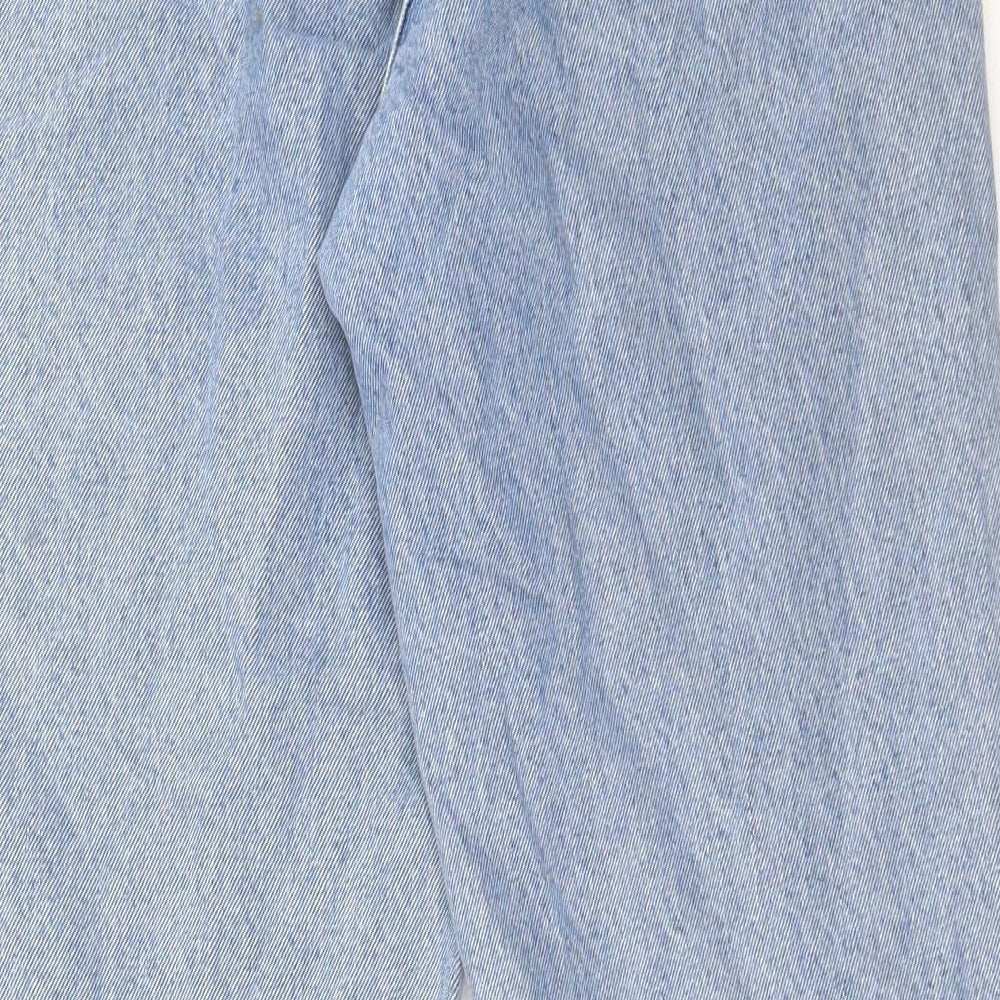 PRETTYLITTLETHING Womens Blue Cotton Straight Jeans Size 8 L29 in Regular Button