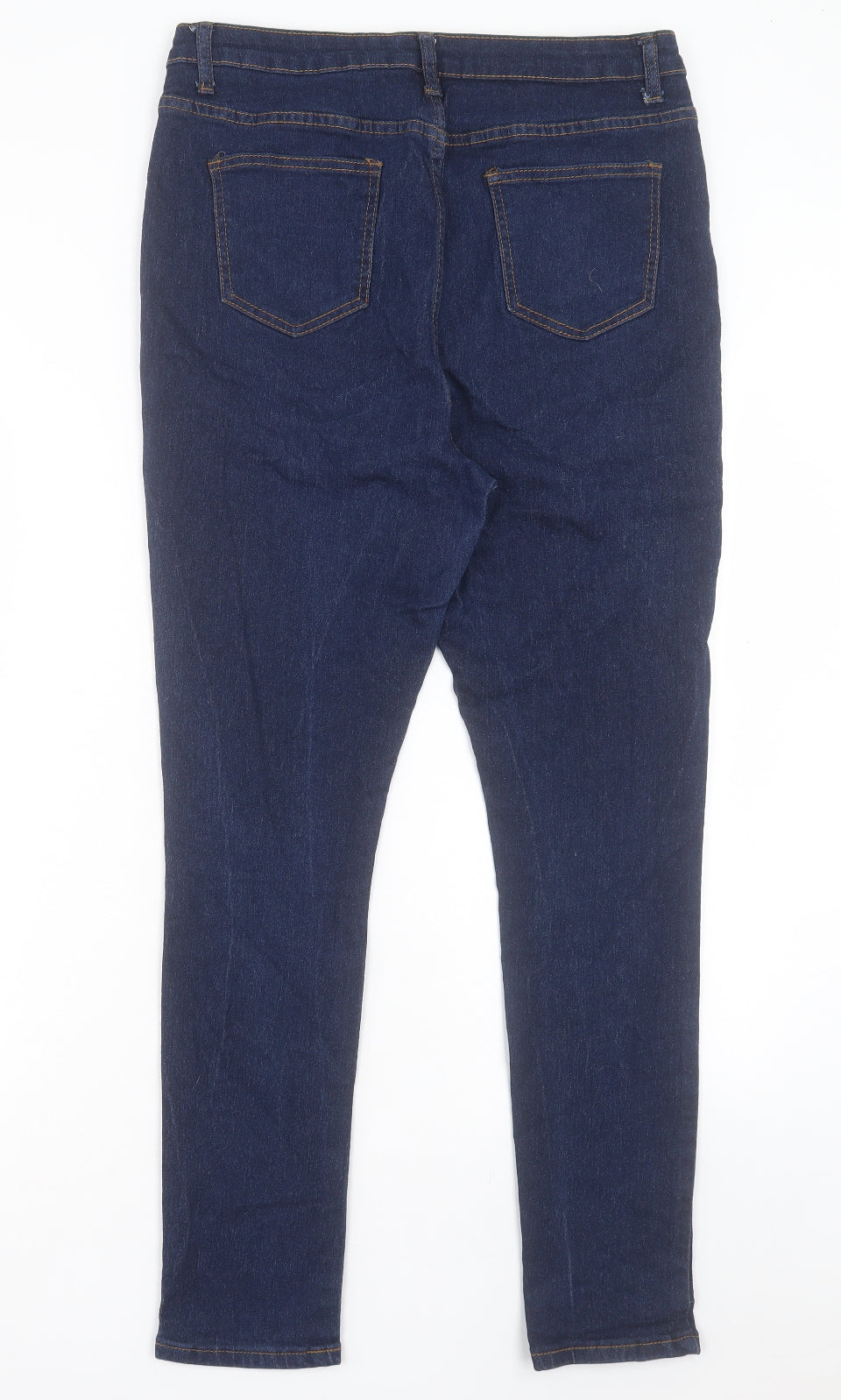 Boohoo Womens Blue Cotton Skinny Jeans Size 14 L29 in Regular Button