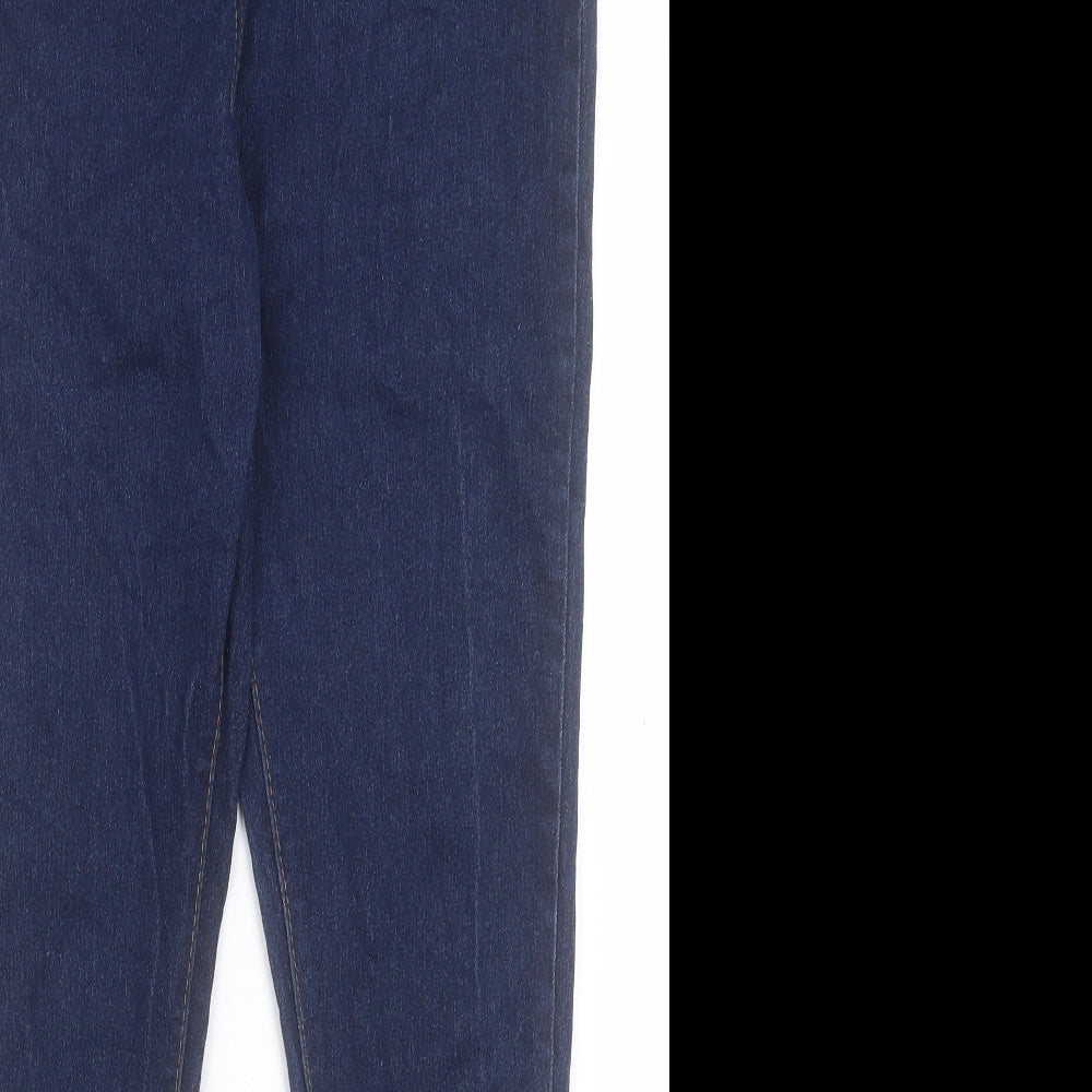 Boohoo Womens Blue Cotton Skinny Jeans Size 14 L29 in Regular Button