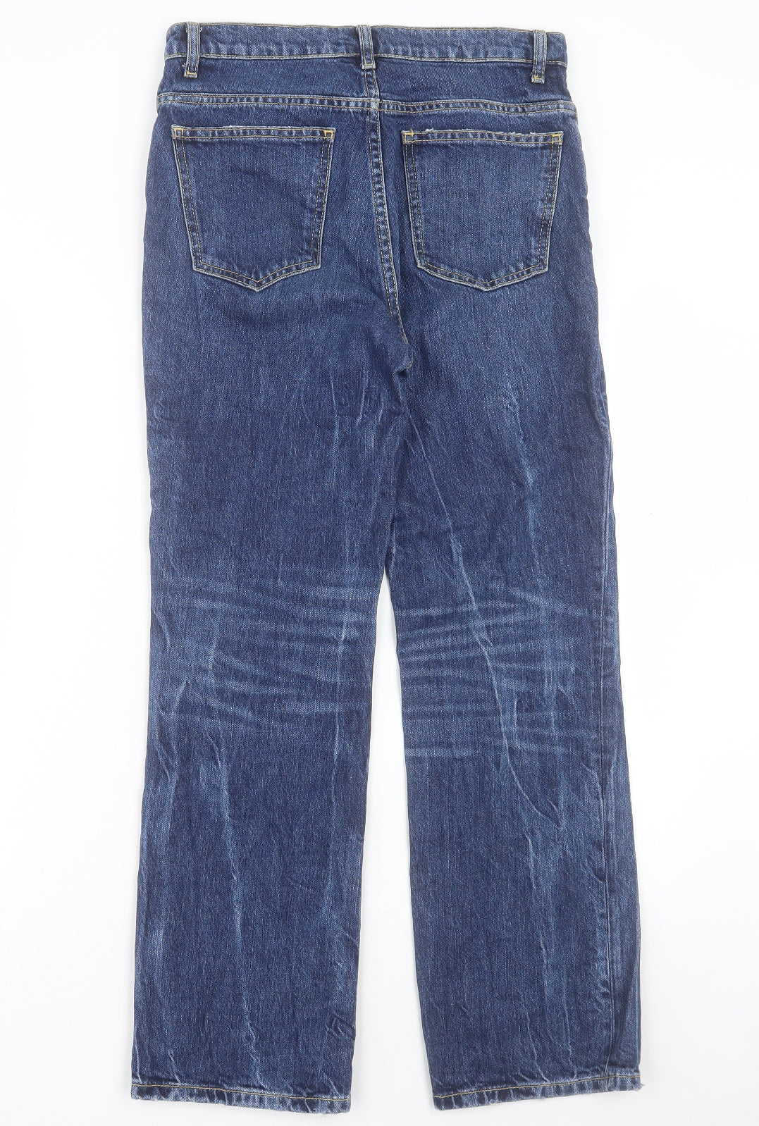 Zara Womens Blue Cotton Straight Jeans Size 6 L26 in Regular Button
