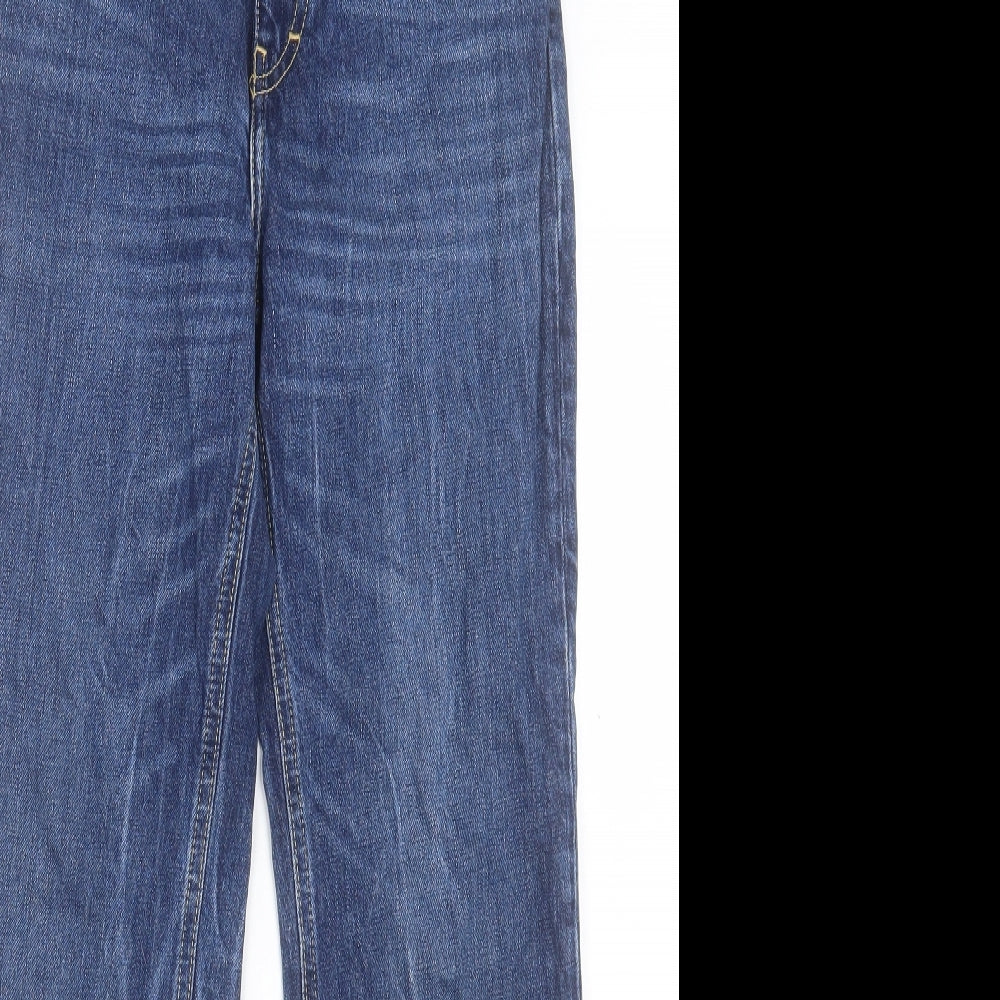 Zara Womens Blue Cotton Straight Jeans Size 6 L26 in Regular Button